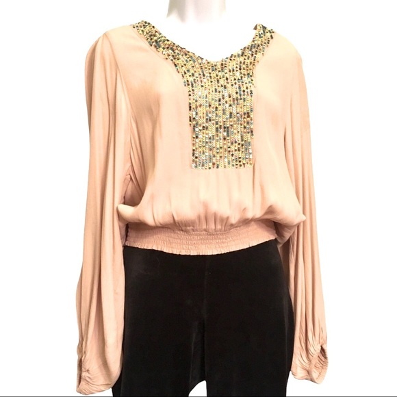 Maeve EUC Taupe Sequin by Anthropologie Top, XS - Picture 1 of 9